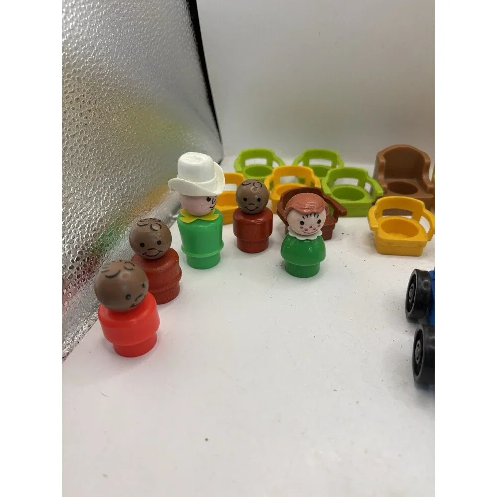 Vintage Fisher Price Little People Lot of 24 Figures Furniture Vehicles